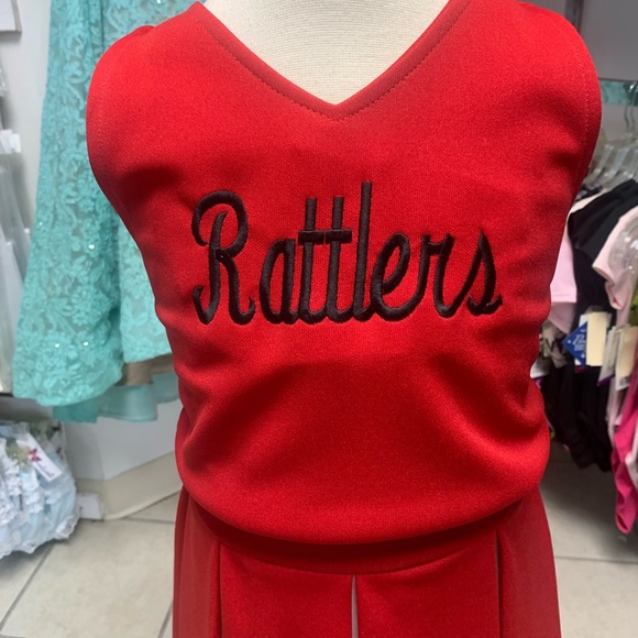 Size 6, 8 or 12 Rattlers Red Cheerleader cheerleading Uniform Jumper Dress NWT - Picture 2 of 4